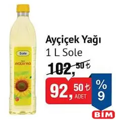 SOLE AYÇİÇEK YAĞI 1 L fiyat ve kampanya bilgisi
